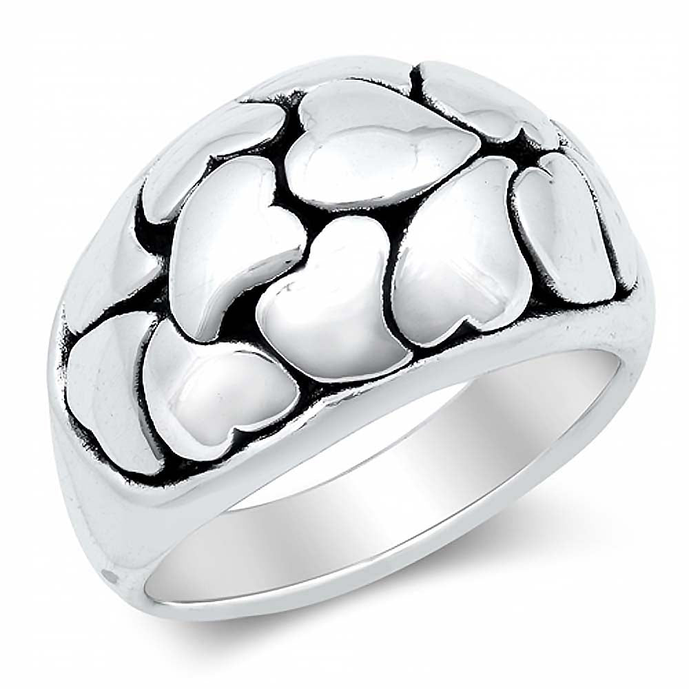 Sterling Silver Hearts Ring