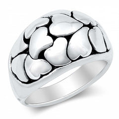 Sterling Silver Hearts Ring
