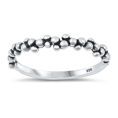 Sterling Silver Rhodium Plated Bali Design Ring