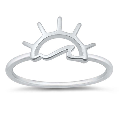 Sterling Silver High Polish Waves At Sunset Ring