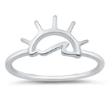 Sterling Silver High Polish Waves At Sunset Ring