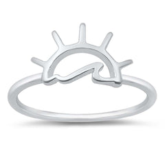 Sterling Silver High Polish Waves At Sunset Ring