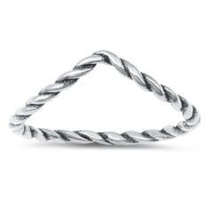 Sterling Silver Oxidized V Shaped Ring