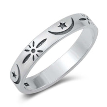 Load image into Gallery viewer, Sterling Silver Oxidized Moon and Star Ring