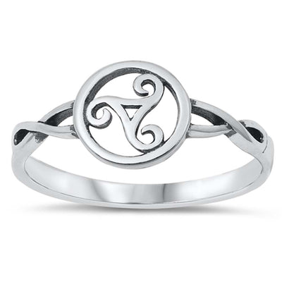 Sterling Silver Oxidized Celtic Triskele Ring