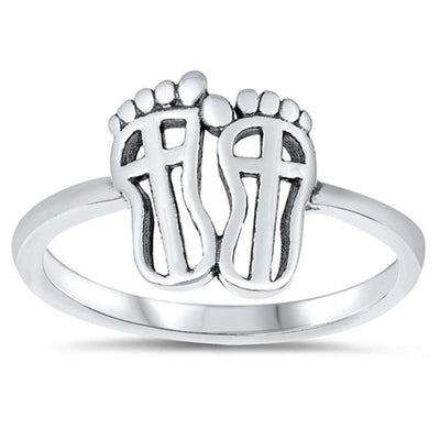 Sterling Silver Oxidized Feet Ring