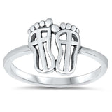 Sterling Silver Oxidized Feet Ring