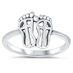 Sterling Silver Oxidized Feet Ring