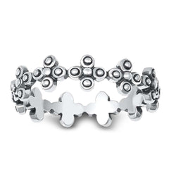 Sterling Silver Oxidized Flower Ring
