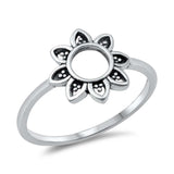 Sterling Silver Oxidized 11mm Die Cut Flower Ring