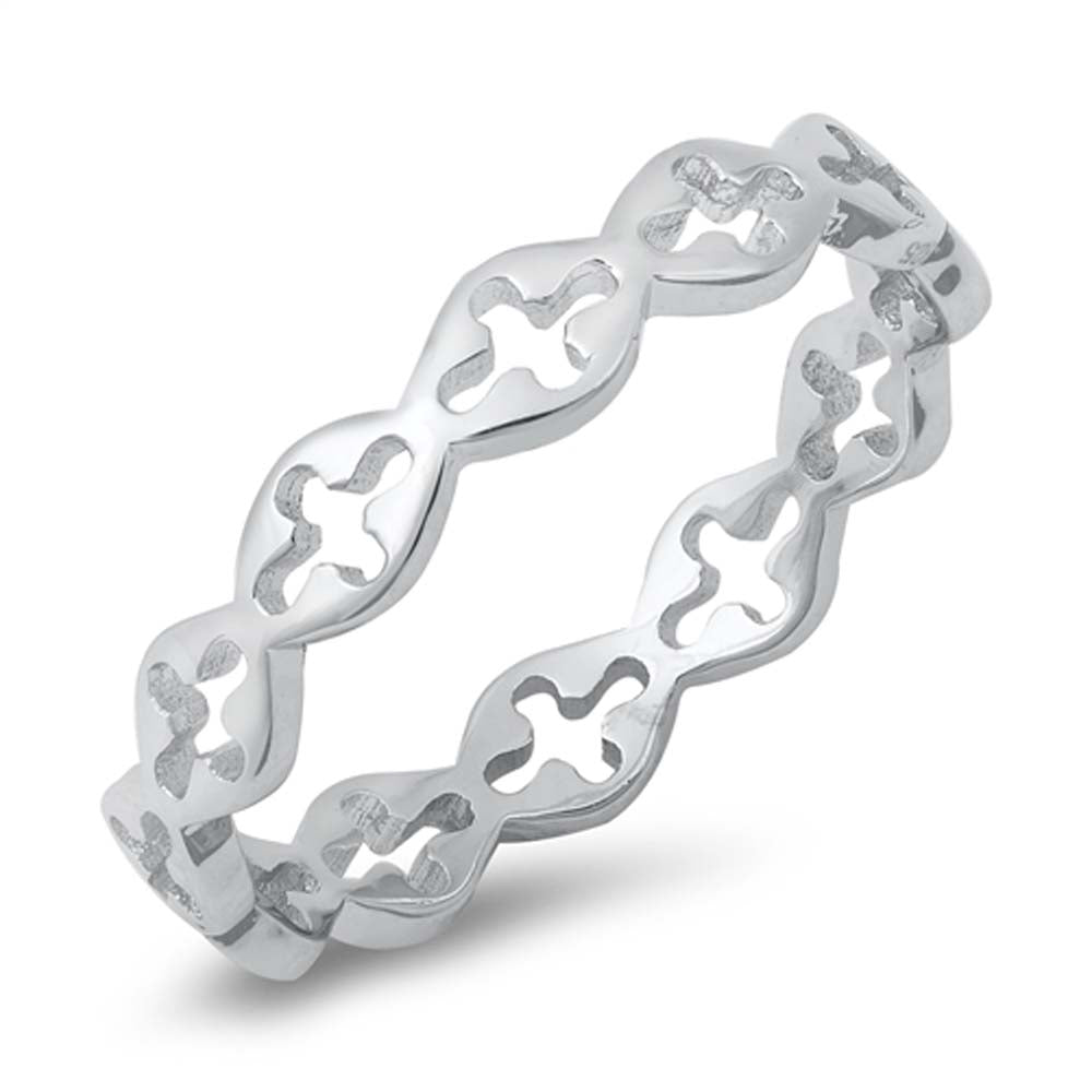 Sterling Silver Oxidized Sideways Cross Ring