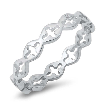 Sterling Silver Oxidized Sideways Cross Ring