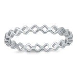 Sterling Silver Rhodium Plated Geometric Band Ring