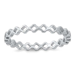 Sterling Silver Rhodium Plated Geometric Band Ring