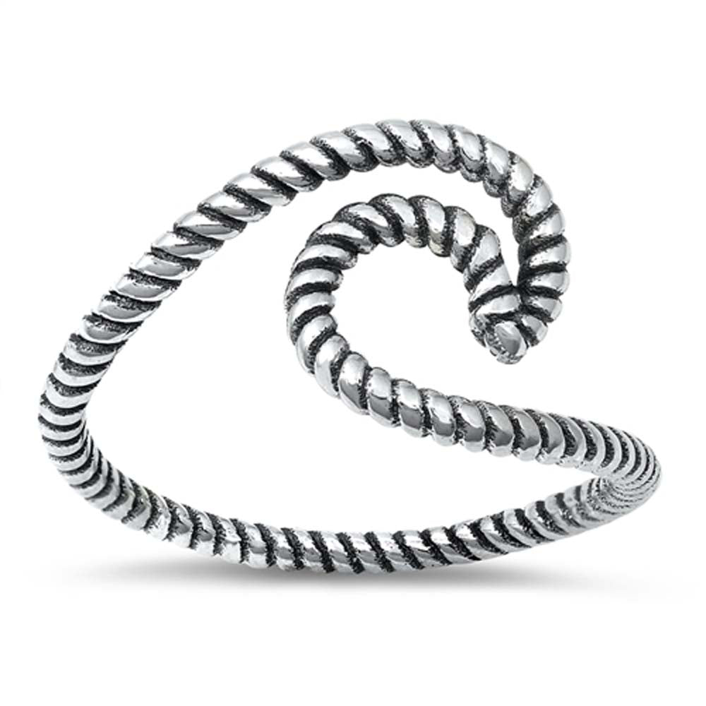 Sterling Silver Oxidized Wave Ring