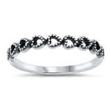 Sterling Silver Oxidized Sideways Hearts Ring