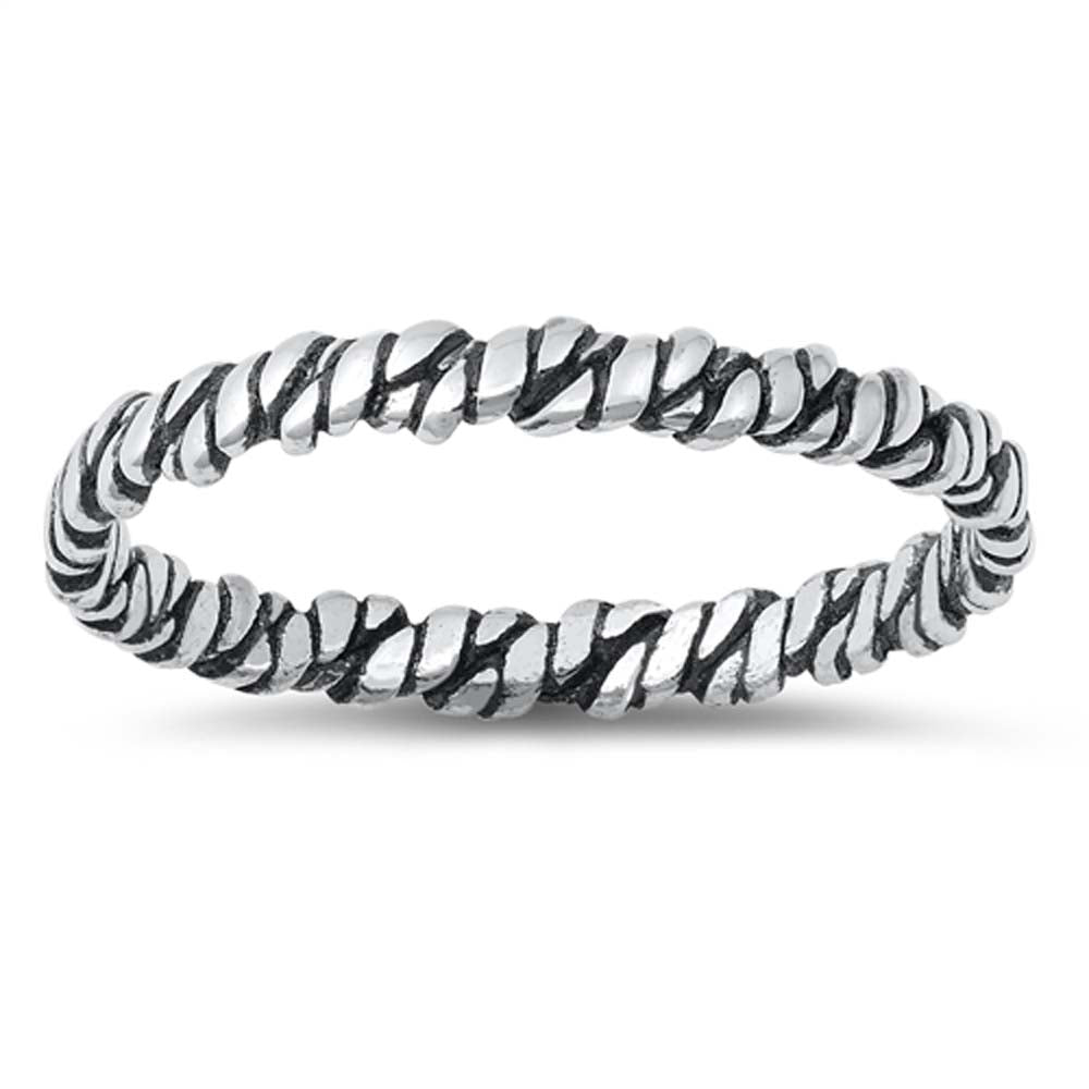 Sterling Silver Oxidized Thin Knot Band Ring