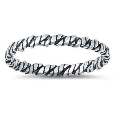 Sterling Silver Oxidized Thin Knot Band Ring