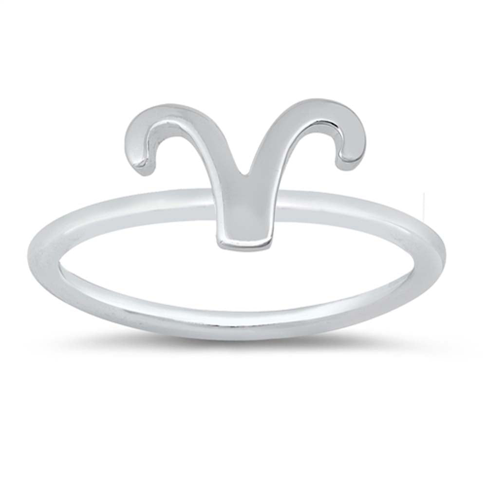 Sterling Silver Polished Zodiac Aries Ring