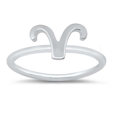Sterling Silver Polished Zodiac Aries Ring