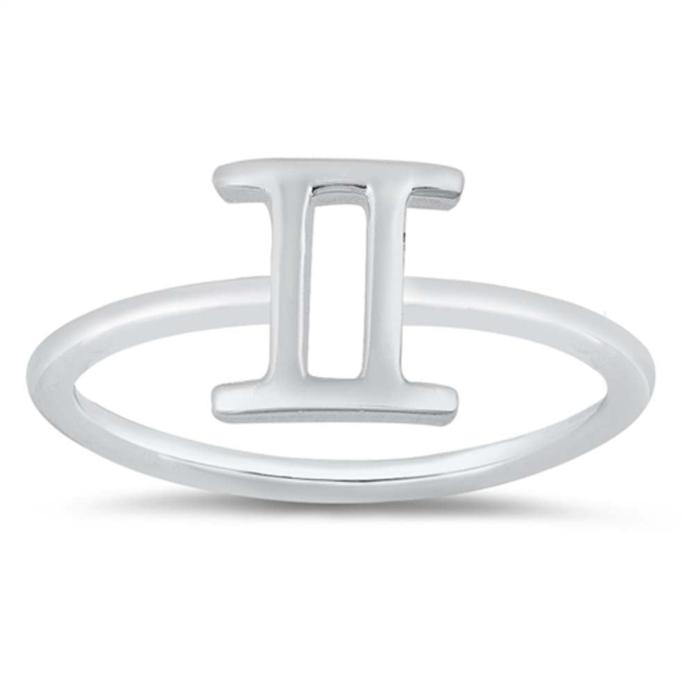 Sterling Silver Polished Zodiac Gemini Ring