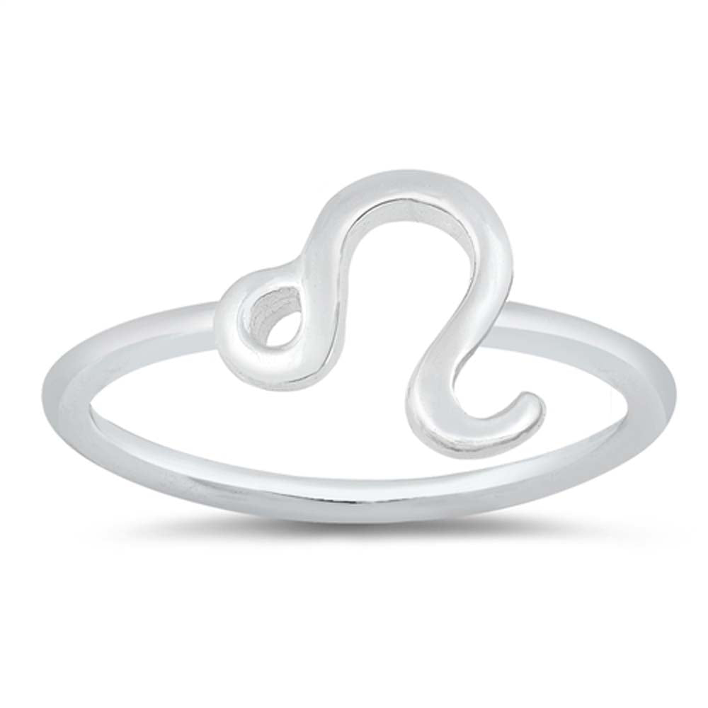Sterling Silver Polished Zodiac Leo Ring