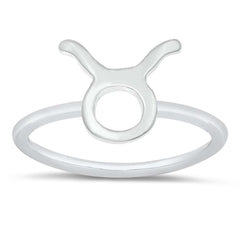 Sterling Silver Polished Zodiac Taurus Ring
