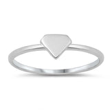 Sterling Silver High Polish Diamond Shape Ring