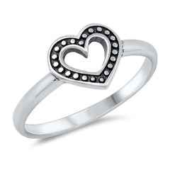 Sterling Silver Oxidized Open Heart Ring
