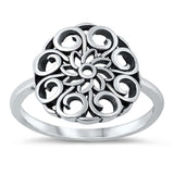 Sterling Silver Oxidized Mandala Ring