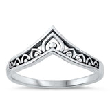 Sterling Silver Oxidized Filigree V Shaped Ring