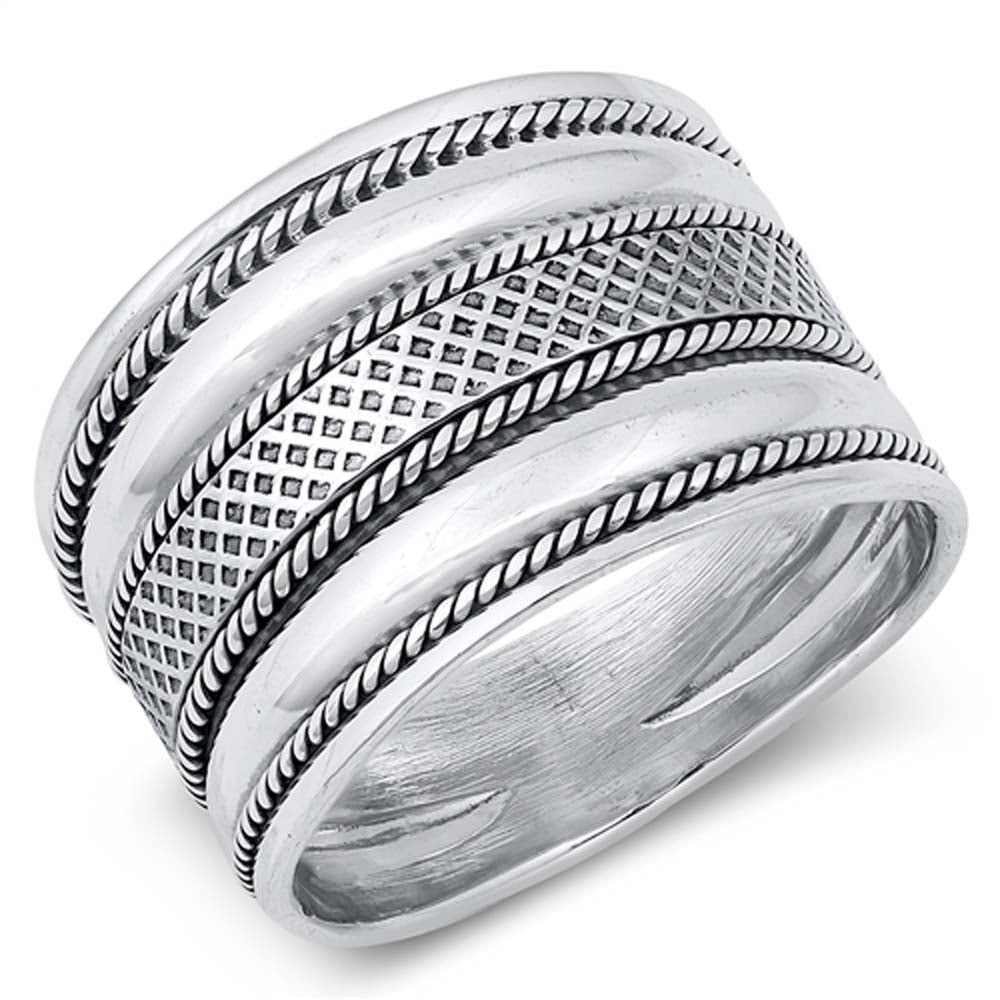 Sterling Silver Oxidized Bali Style Ring
