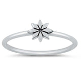 Sterling Silver Oxidized Flower Ring