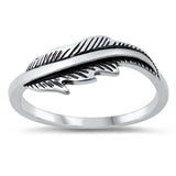 Sterling Silver Oxidize Feather Ring