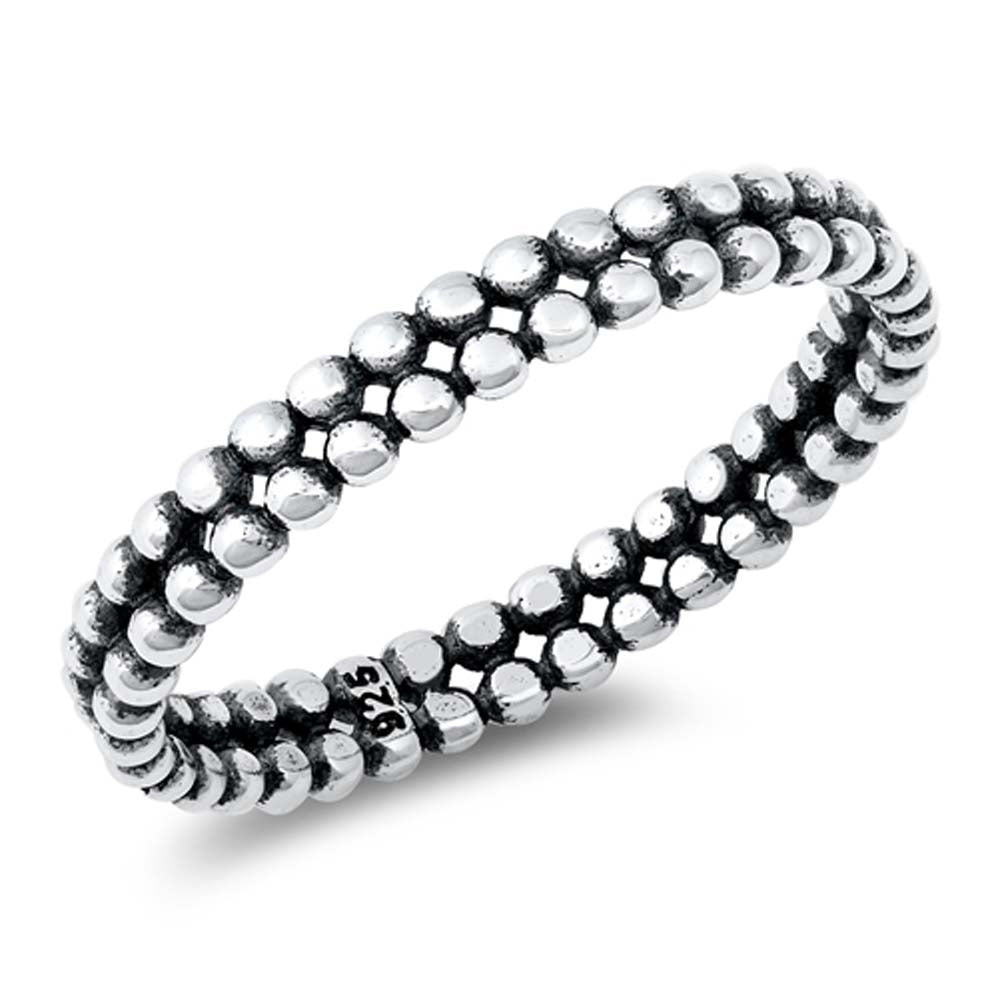 Sterling Silver Oxidized Beads Ring