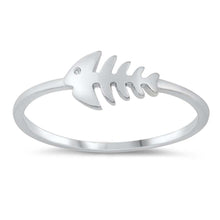 Load image into Gallery viewer, Sterling Silver Rhodium Plated Fish Skeleton Ring