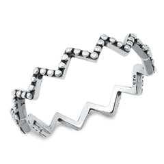 Sterling Silver Oxidized Zig Zag Ring