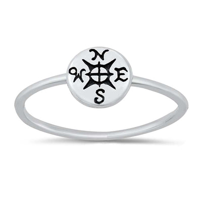 Sterling Silver Oxidized Compass Ring