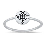 Sterling Silver Oxidized Compass Ring