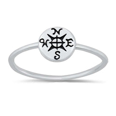 Sterling Silver Oxidized Compass Ring