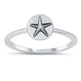 Sterling Silver Oxidized Stamped Starfish Ring