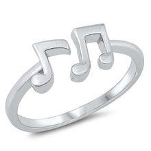 Load image into Gallery viewer, Sterling Silver Rhodium Plated Musical Notes Ring
