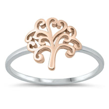 Load image into Gallery viewer, Sterling Silver Rose Gold and Rhodium Plated Tree Of Life Ring - silverdepot