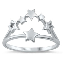 Load image into Gallery viewer, Sterling Silver Rhodium Plated Stars Ring