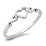 Sterling Silver Rhodium Plated Heart Ring