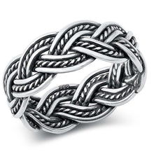 Load image into Gallery viewer, Sterling Silver Oxidized Braided Band Ring