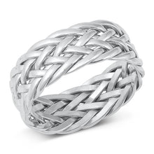Load image into Gallery viewer, Sterling Silver Rhodium Plated Basket Weave Band Ring
