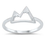 Sterling Silver Rhodium Plated Snowy Mountain Ring