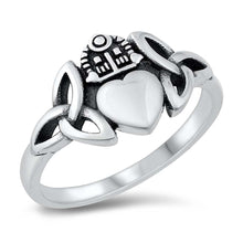 Load image into Gallery viewer, Sterling Silver Oxidized Claddagh Ring