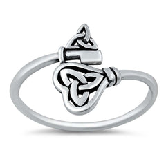 Sterling Silver Oxidized Celtic Key Ring